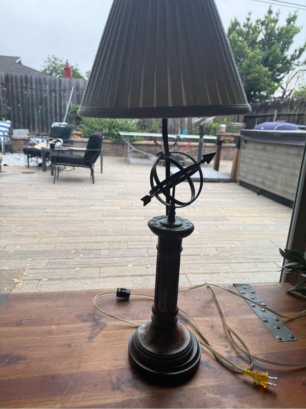 Vintage Sundial Armillary Bronze Table Lamp by Frederick Cooper